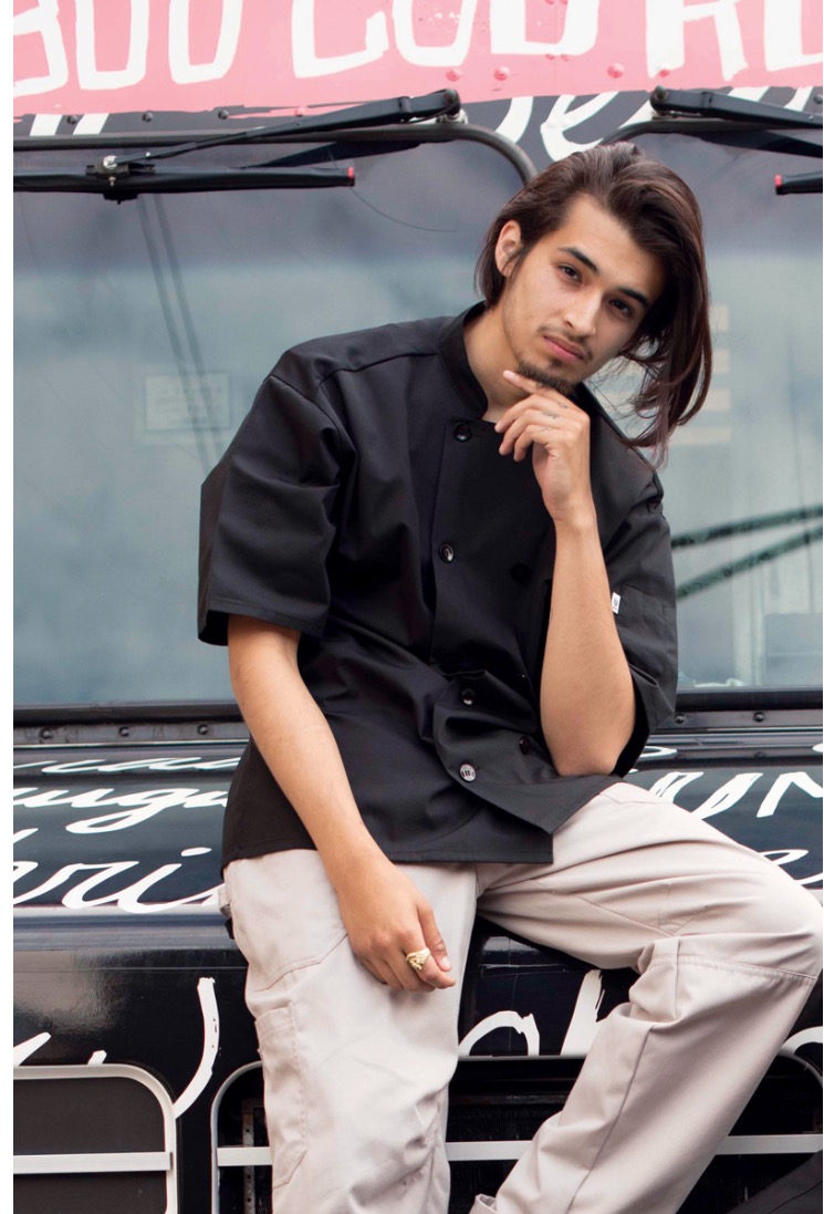 Delray With Mesh Chef Coat in Black