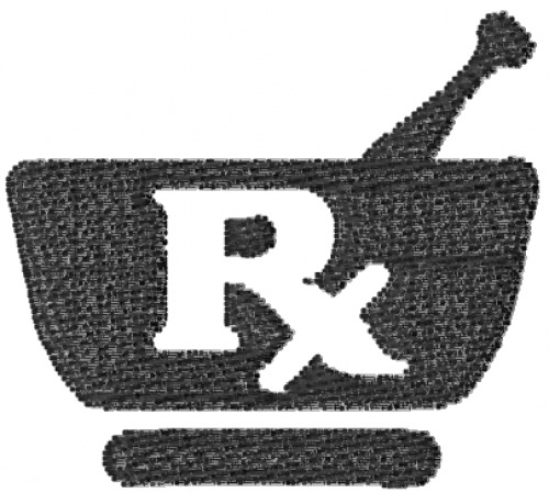 pharmacy logo, rx embroidery