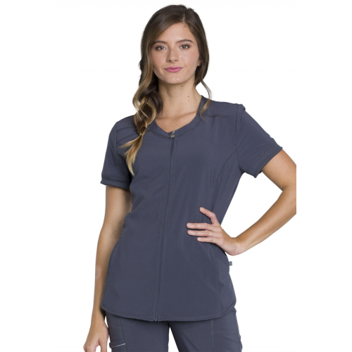 Infinity Zip Front V-Neck Top - Uniformes Puerto Rico | Uniformes de ...